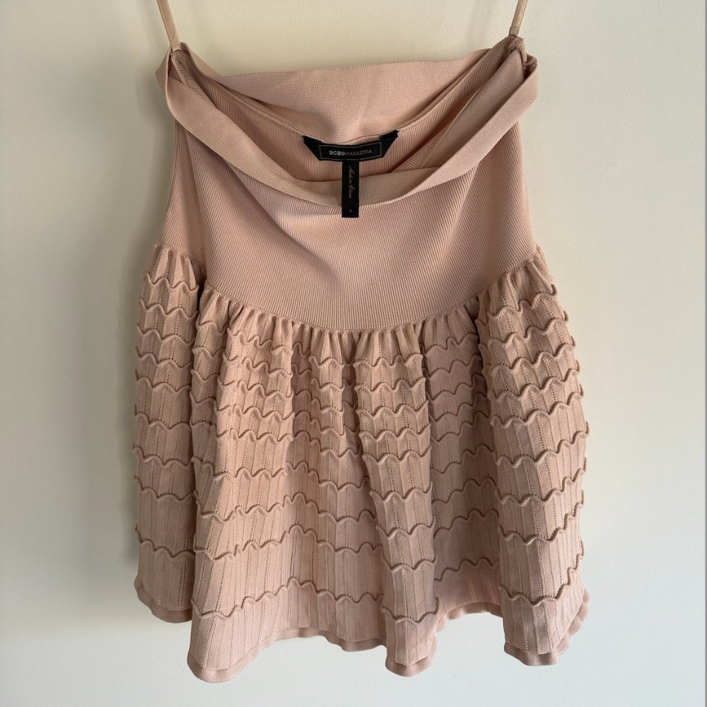 BCBGMAXAZRIA Tiered Pink Mini Skirt